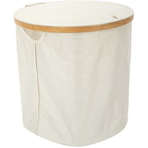 Panier De Rangement Rond En Tissu Et Bambou