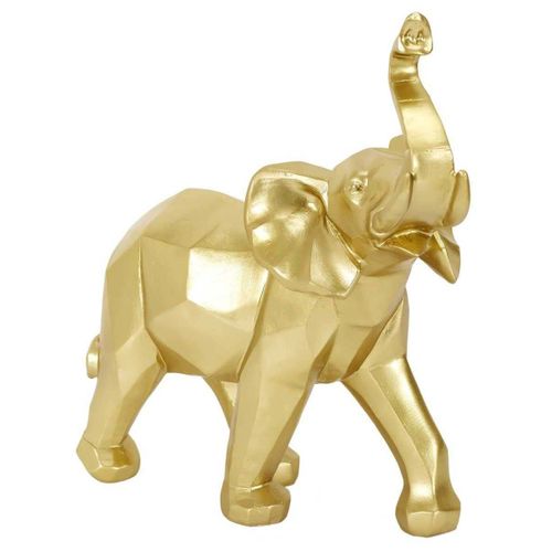 Eléphant En Polyrésine Dorée Origami