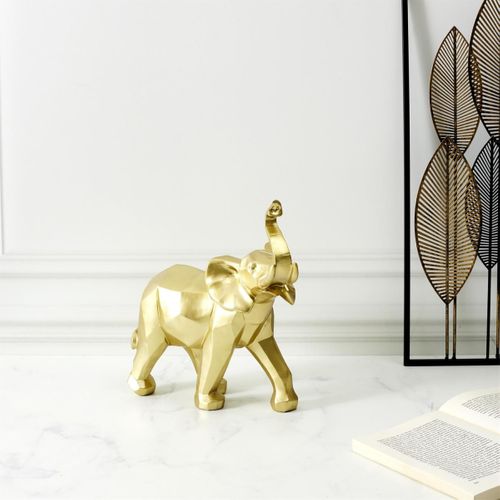 Eléphant En Polyrésine Dorée Origami