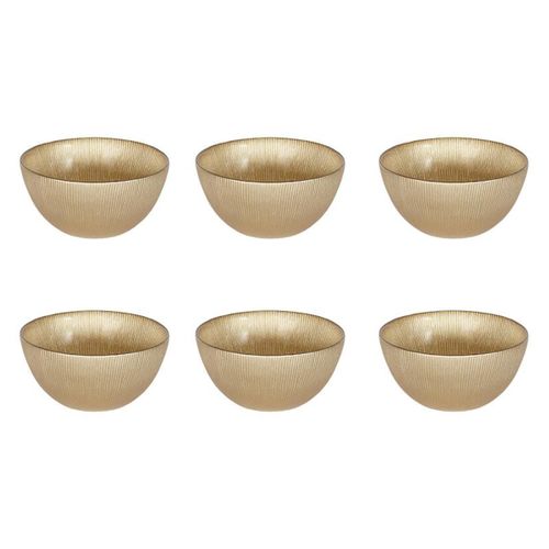 Lot De 6 Bols En Verre Design "royal" 70cl Doré