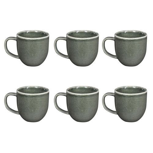 Lot De 6 Mugs En Céramique "black Forest" 30cl Vert