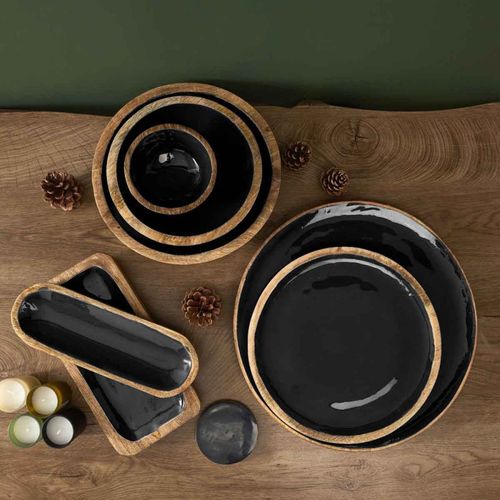 Dessous D'assiette En Bois "black Forest" 35cm Noir
