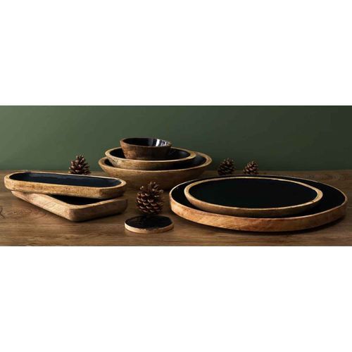 Dessous D'assiette En Bois "black Forest" 35cm Noir