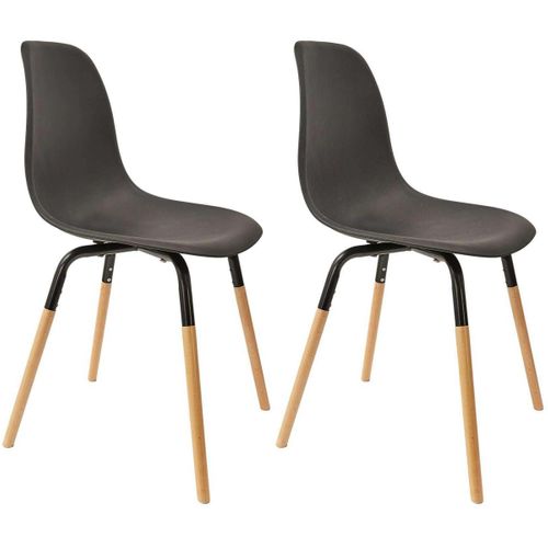 Chaise Scandinave Pieds Métal Et Bois De Hêtre Phenix (lot De 2) Noir