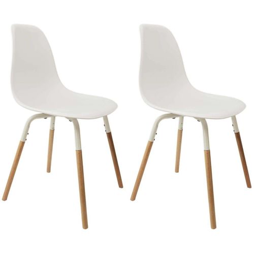 Chaise Scandinave Pieds Métal Et Bois De Hêtre Phenix (lot De 2) Blanc