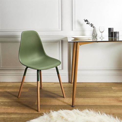 Chaise Scandinave Pieds Métal Et Bois De Hêtre Phenix (lot De 2) Vert