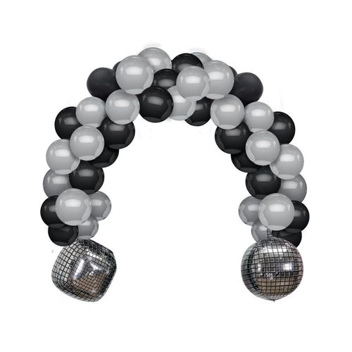 Arche à 102 Ballons "disco" 30cm Noir et Argent