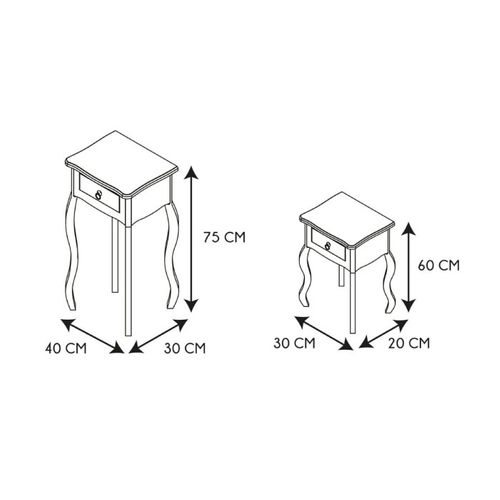 Lot De 2 Sellettes Avec Tiroir En Mdf Victoria