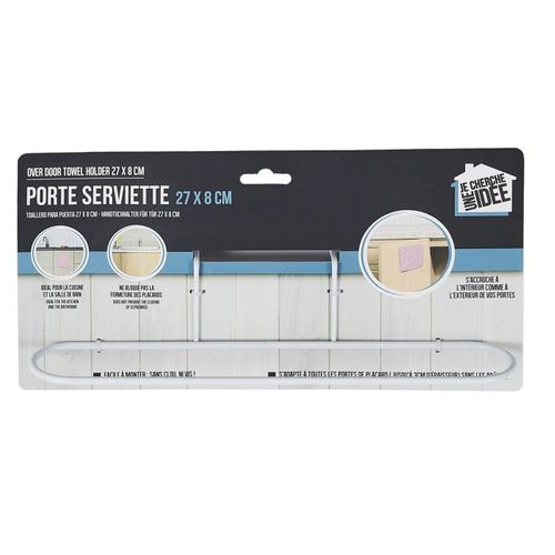 Porte-serviette En Métal "pour Porte" 27cm Blanc