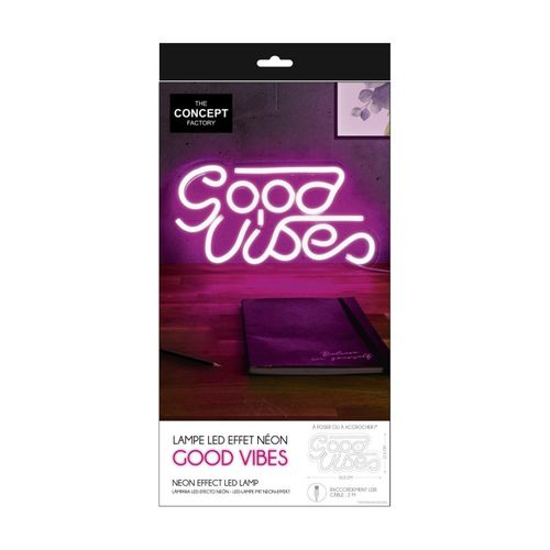 Lampe LED Effet Néon "good Vibes" 33cm Rose