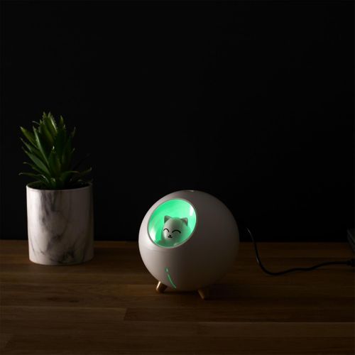 Diffuseur De Parfum LED "chat" 11cm Blanc