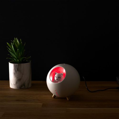 Diffuseur De Parfum LED "chat" 11cm Blanc