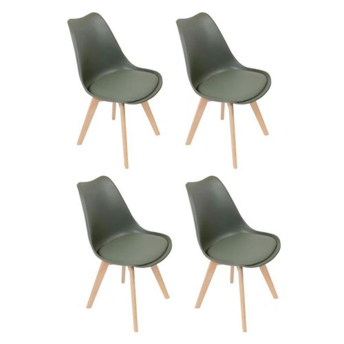 Lot De 4 Chaises Scandinave "skansen" 81cm Kaki