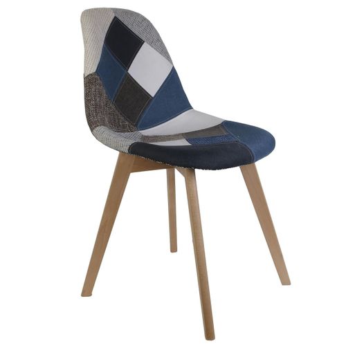 Lot De 4 Chaises Patchwork "colmar" 85cm Bleu