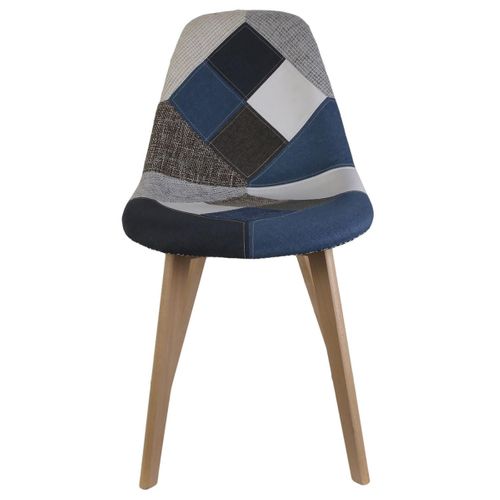 Lot De 4 Chaises Patchwork "colmar" 85cm Bleu