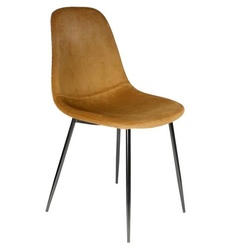 Lot De 4 Chaises Velours "giulia" 85cm Moutarde