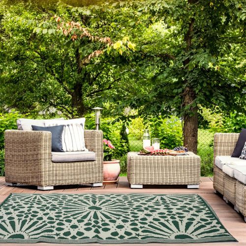 Tapis Déco Imprimé "patio" 120x180cm Vert