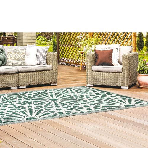 Tapis Déco Imprimé "patio" 120x180cm Vert