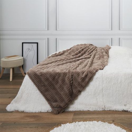 Plaid Imitation Fourrure "opulence" 120x150cm Taupe