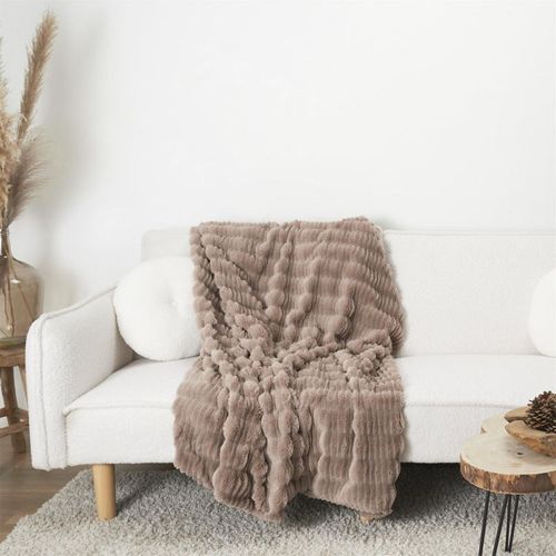 Plaid Imitation Fourrure "opulence" 120x150cm Taupe