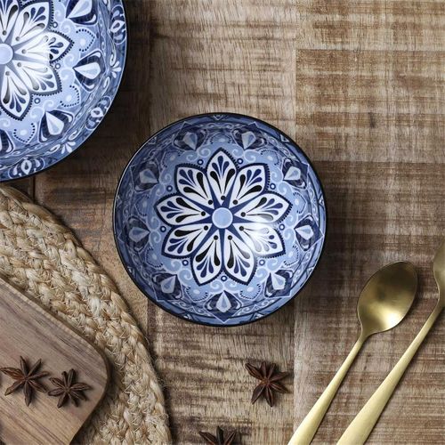 Lot De 6 Bols En Porcelaine "jaipur" 22cl Bleu