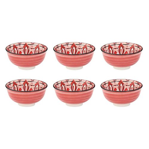 Lot De 6 Bols En Porcelaine "jaipur" 22cl Rouge