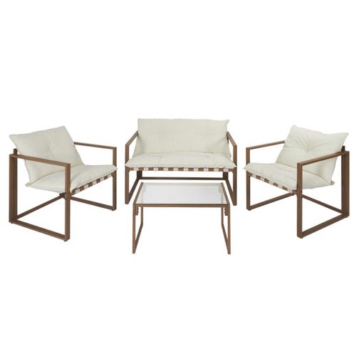 Salon De Jardin 4 Places "cagliari" 118cm Blanc