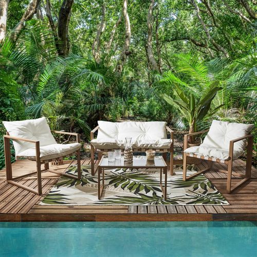 Salon De Jardin 4 Places "cagliari" 118cm Blanc