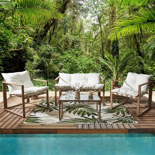 Salon De Jardin 4 Places "cagliari" 118cm Blanc