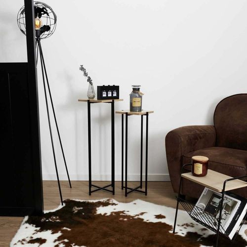 Ensemble De 2 Sellettes En Métal Et Bois Loka Noir