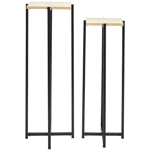 Ensemble De 2 Sellettes En Métal Et Bois Loka Noir