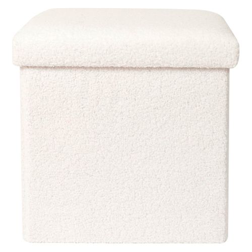 Pouf Coffre Pliable En Bouclette Blanc