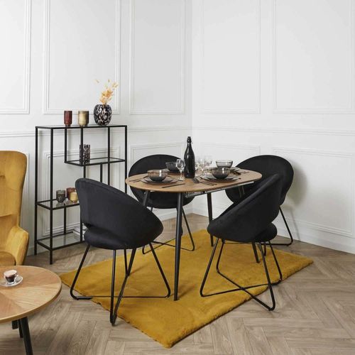 Fauteuil Rond En Velours Cotelé Giulia Noir