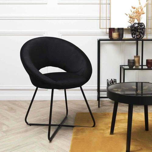 Fauteuil Rond En Velours Cotelé Giulia Noir
