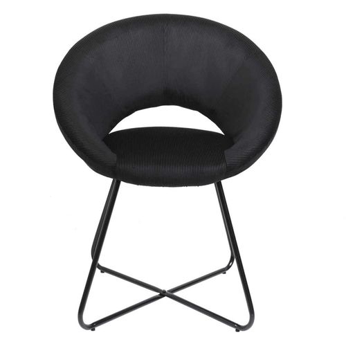 Fauteuil Rond En Velours Cotelé Giulia Noir