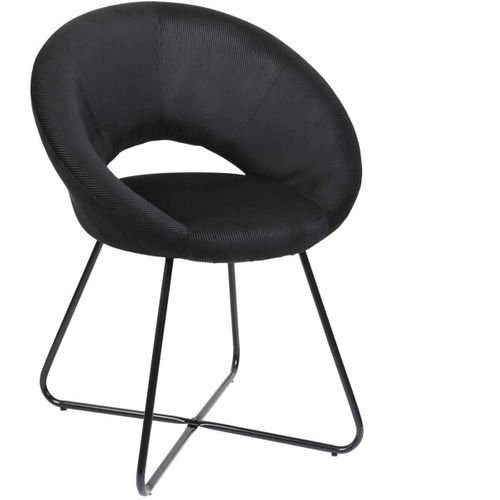 Fauteuil Rond En Velours Cotelé Giulia Noir