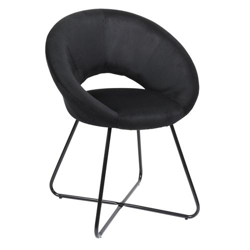 Fauteuil Rond En Velours Cotelé Giulia Noir