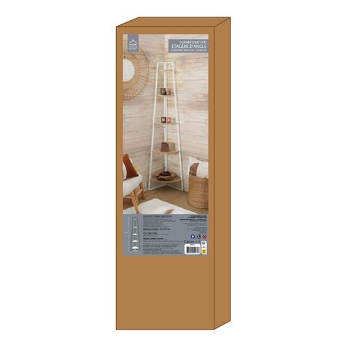 Etagère D'angle 5 Niveaux En Bois Et Métal