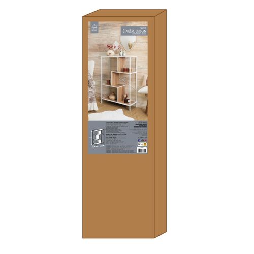 Etagère En Bois Et Métal Blanc Edison 80 X 30 X 113 Cm