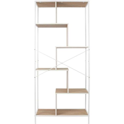 Etagère En Bois Et Métal Blanc Edison 80 X 30 X 180 Cm