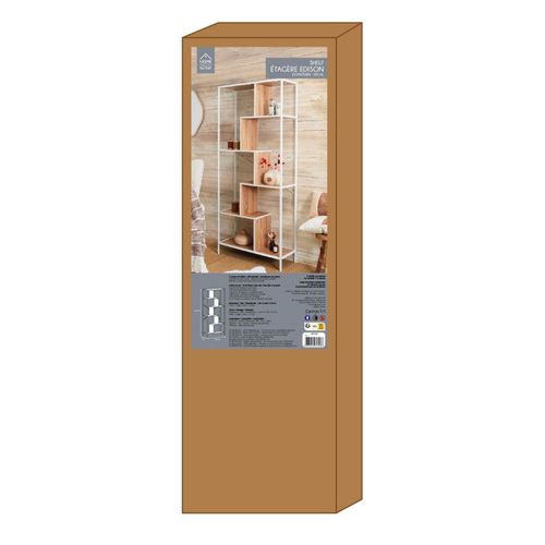 Etagère En Bois Et Métal Blanc Edison 80 X 30 X 180 Cm