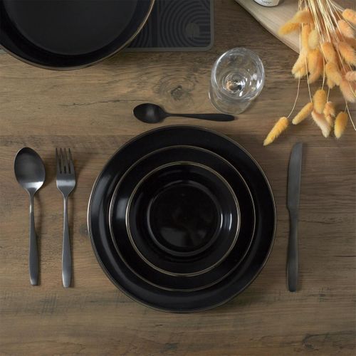 Lot De 6 Assiettes Plates "lounge" 26cm Noir