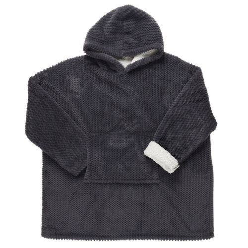 Plaid Sweat à Capuche "chevron" 85x115cm Gris Foncé