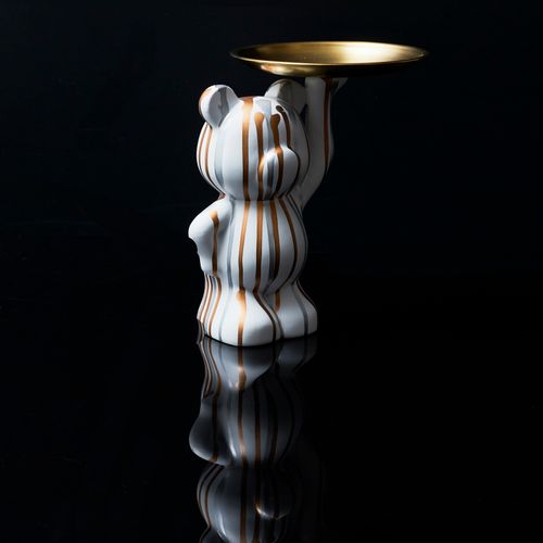 Vide-poche Statue "ourson" 23cm Blanc