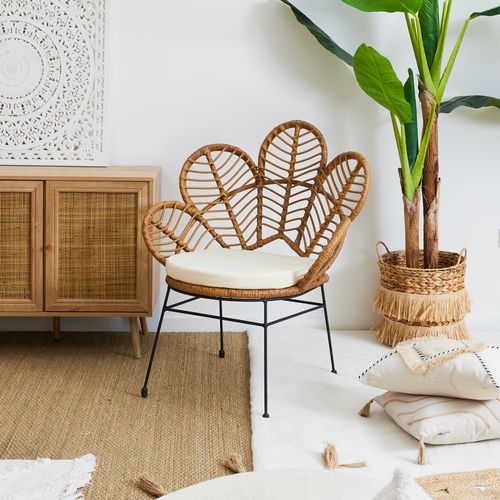 Lot De 2 Fauteuils Design "honolulu" 91cm Naturel