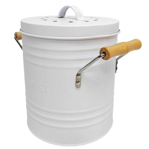 Poubelle En Métal "compost" 4l Blanc