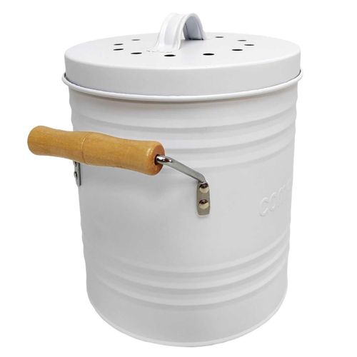 Poubelle En Métal "compost" 4l Blanc