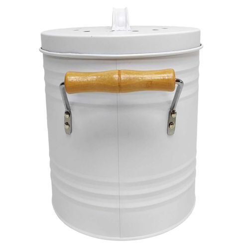 Poubelle En Métal "compost" 4l Blanc