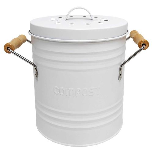 Poubelle En Métal "compost" 4l Blanc