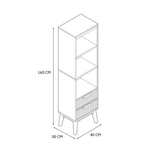 Colonne 3 Niches 2 Tiroirs Klaus Effet Tasseaux